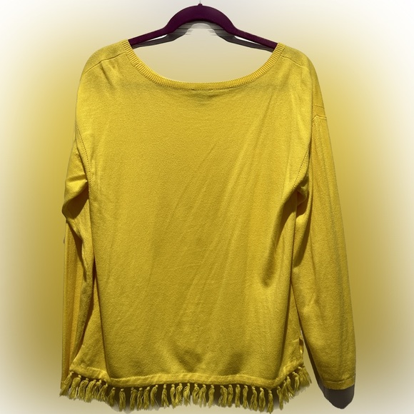 Talbots Yellow Long Sleeve Fringe Sweater - Picture 2 of 5